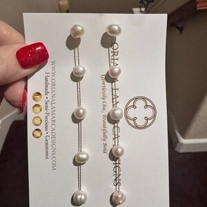 NWT ORIANA LAMARCA GENUINE FRESHWATER PEARL DROP EARRINGS